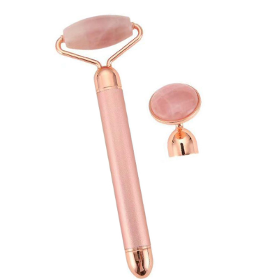 Wholesale Face Massage Roller Kit Natural Pink Jade Roller Vibrating Facial Rose Electric Beauty Bar