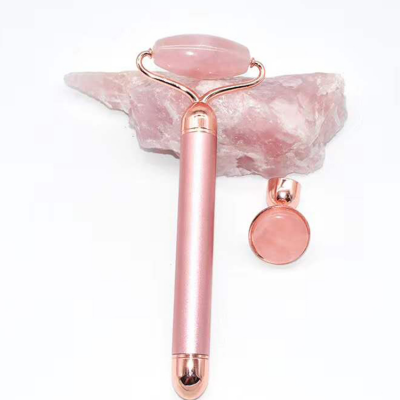 Rose Quartz Facial Massage Set Tool Beauty Natural Stone Products Vibrating Massager Custom Face Jade Roller