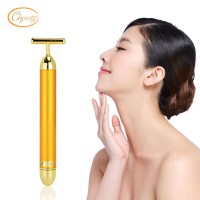 Slimming Face 24k Gold Vibration Facial Beauty Roller Massager Stick Lift Skin Tightening Wrinkle Stick Bar Face Skin Care